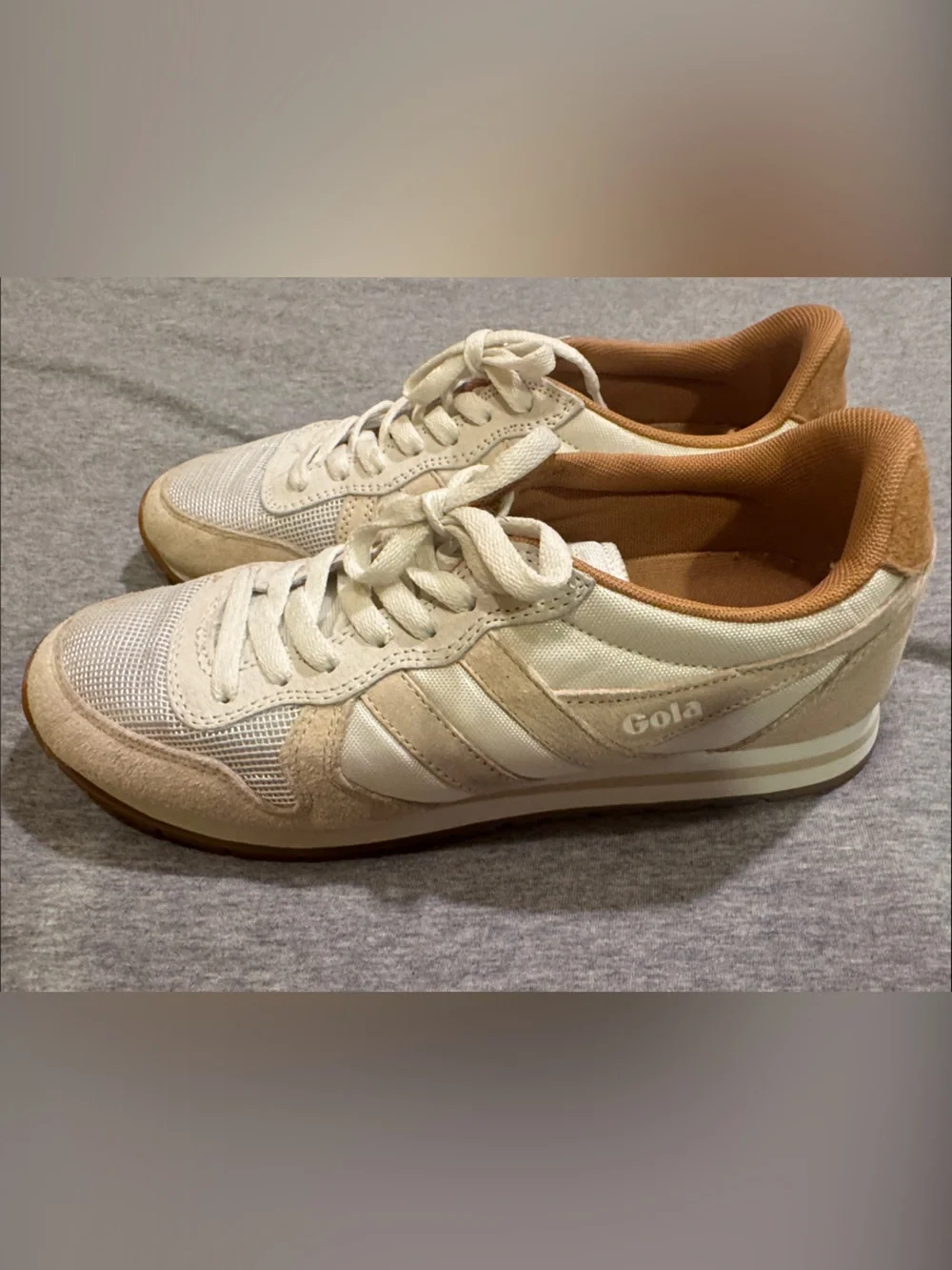 Gola for J Crew Cream and Tan Retro Style Trainers